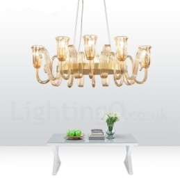 Lampă suspendată cu 8 lumini, retro, rustic, lux, din aliaj de aluminiu, cu abajur din sticlă