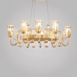 Lampă suspendată cu 8 lumini, retro, rustic, lux, din aliaj de aluminiu, cu abajur din sticlă