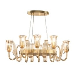 Lampă suspendată cu 8 lumini, retro, rustic, lux, din aliaj de aluminiu, cu abajur din sticlă