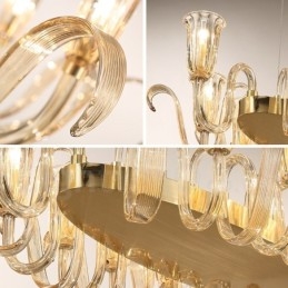 Lampă suspendată cu 8 lumini, retro, rustic, lux, din aliaj de aluminiu, cu abajur din sticlă