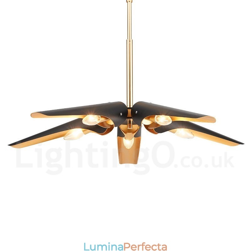 Lampă suspendată cu 5 lumini, retro, rustic, lux, din aliaj de aluminiu, cu abajur din aliaj de aluminiu