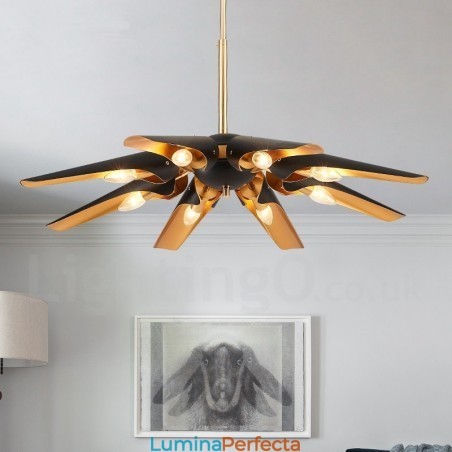 Lampă suspendată cu 8 lumini, retro, rustic, lux, din aliaj de aluminiu, cu abajur din aliaj de aluminiu Lampă suspendată cu 8 lumini, retro, rustic, lux, din aliaj de aluminiu, cu abajur din aliaj de aluminiu