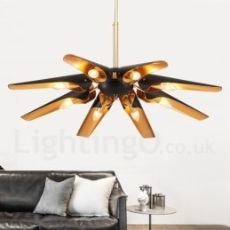 Lampă suspendată cu 8 lumini, retro, rustic, lux, din aliaj de aluminiu, cu abajur din aliaj de aluminiu