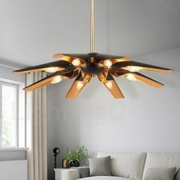 Lampă suspendată cu 8 lumini, retro, rustic, lux, din aliaj de aluminiu, cu abajur din aliaj de aluminiu