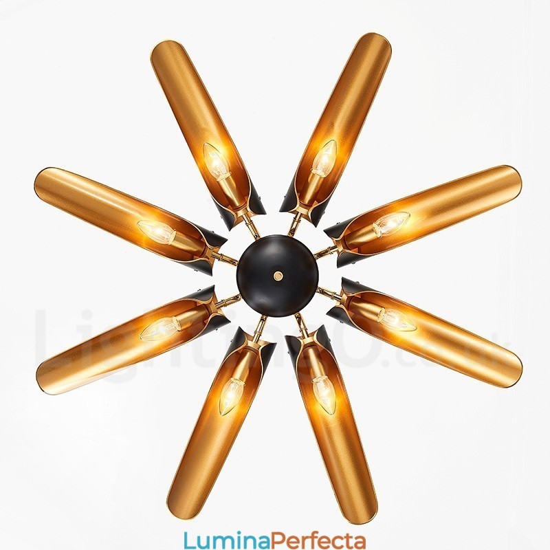 Lampă suspendată cu 8 lumini, retro, rustic, lux, din aliaj de aluminiu, cu abajur din aliaj de aluminiu