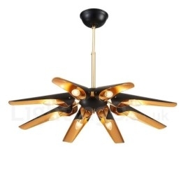 Lampă suspendată cu 8 lumini, retro, rustic, lux, din aliaj de aluminiu, cu abajur din aliaj de aluminiu