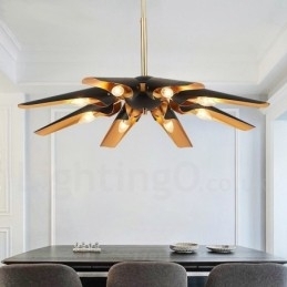 Lampă suspendată cu 8 lumini, retro, rustic, lux, din aliaj de aluminiu, cu abajur din aliaj de aluminiu