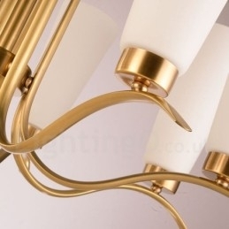 Candelabru cu pandantiv din alamă, retro, rustic, de lux, cu 8 lumini, cu abajur din sticlă