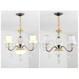 Candelabru cu pandantiv din cristal de lux, retro, rustic, cu 3 lumini, cu abajur din sticlă