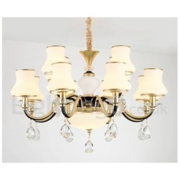 Candelabru cu pandantiv din cristal, retro, rustic, de lux, cu 12 lumini, cu abajur din sticlă