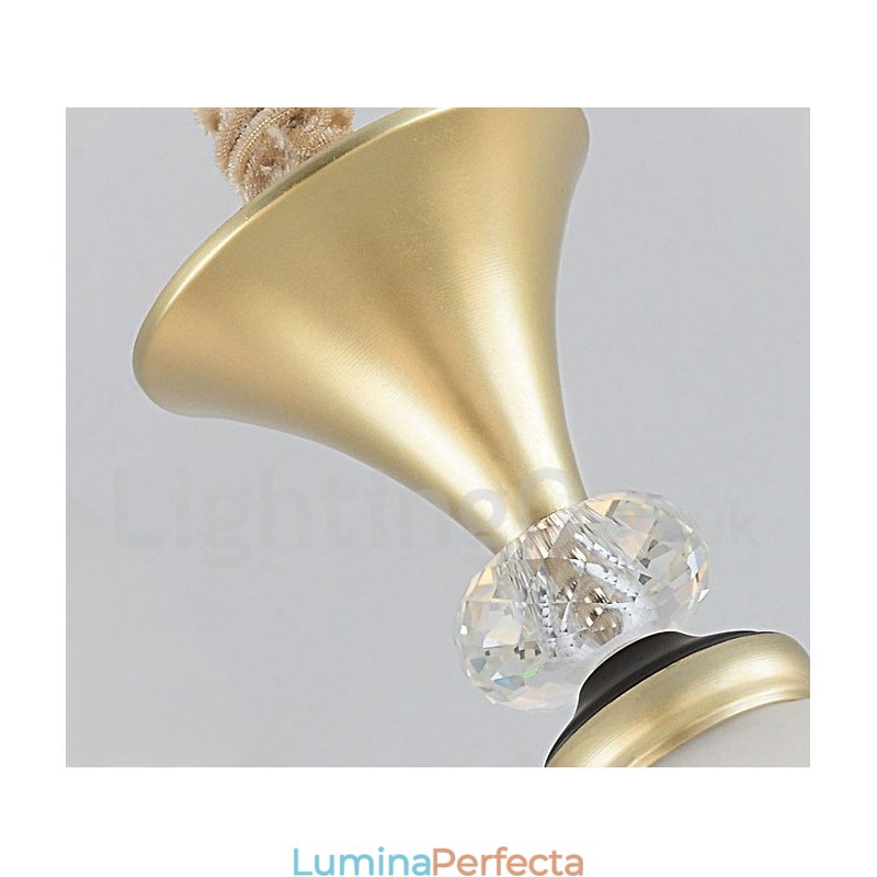 Candelabru cu pandantiv din cristal, retro, rustic, de lux, cu 12 lumini, cu abajur din sticlă
