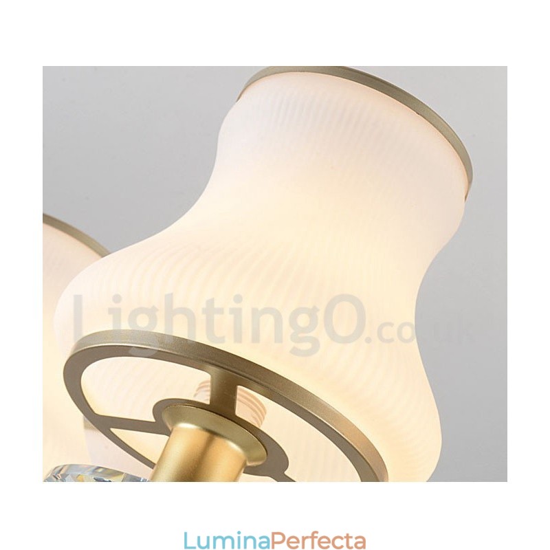Candelabru cu pandantiv din cristal, retro, rustic, de lux, cu 12 lumini, cu abajur din sticlă