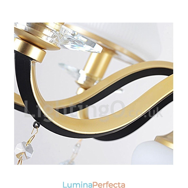 Candelabru cu pandantiv din cristal, retro, rustic, de lux, cu 12 lumini, cu abajur din sticlă