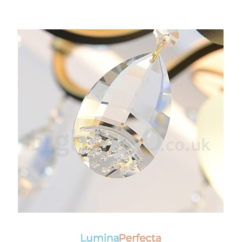 Candelabru cu pandantiv din cristal, retro, rustic, de lux, cu 12 lumini, cu abajur din sticlă