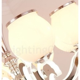 Candelabru cu suspendare de lux, modern, contemporan, cu 6 lumini, cu abajur din sticla