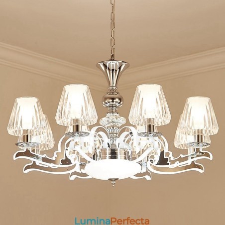 Candelabru cu pandantiv din cristal de lux retro rustic cu abajur din sticlă Candelabru cu pandantiv din cristal de lux retro rustic cu abajur din sticlă