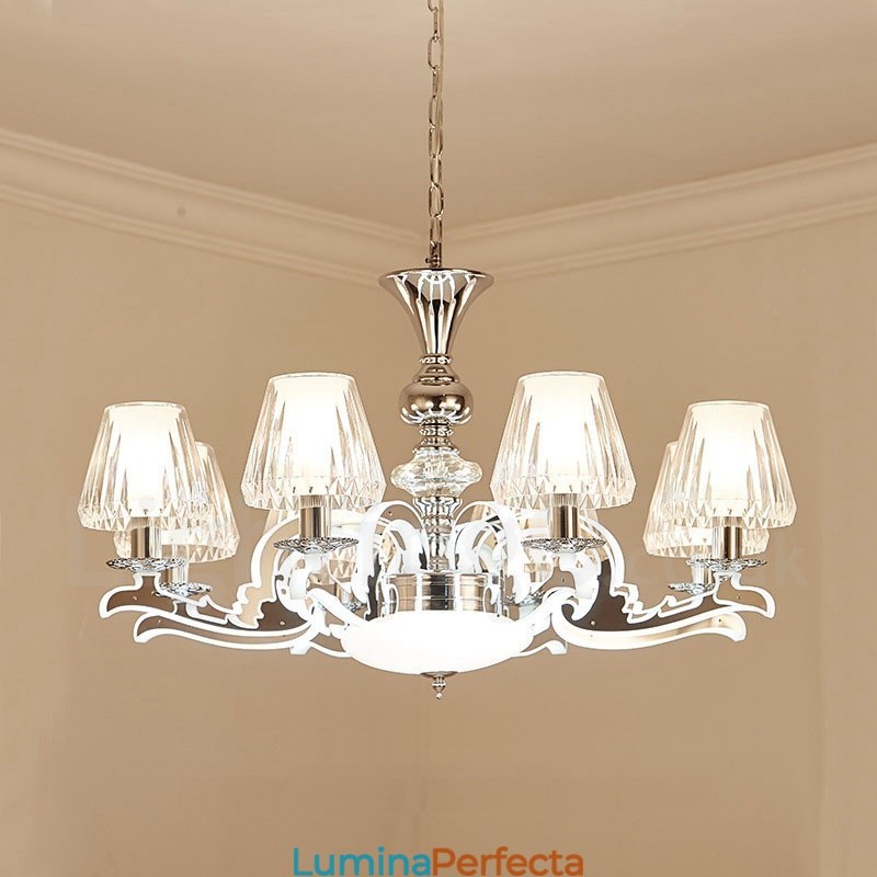Candelabru cu pandantiv din cristal de lux retro rustic cu abajur din sticlă