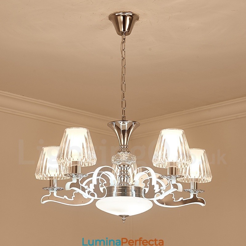 Candelabru cu pandantiv din cristal de lux retro rustic cu abajur din sticlă