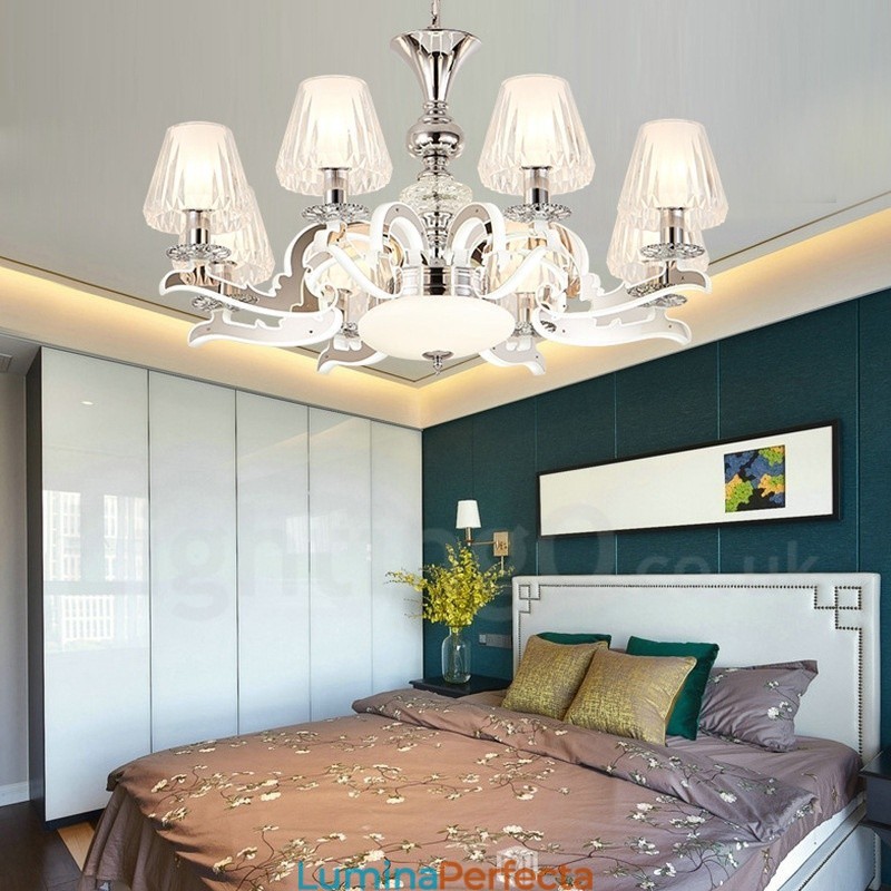 Candelabru cu pandantiv din cristal de lux retro rustic cu abajur din sticlă