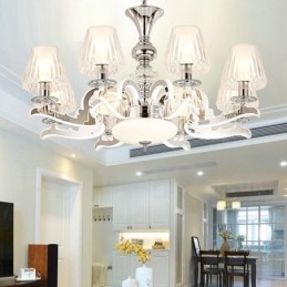 Candelabru cu pandantiv din cristal de lux retro rustic cu abajur din sticlă