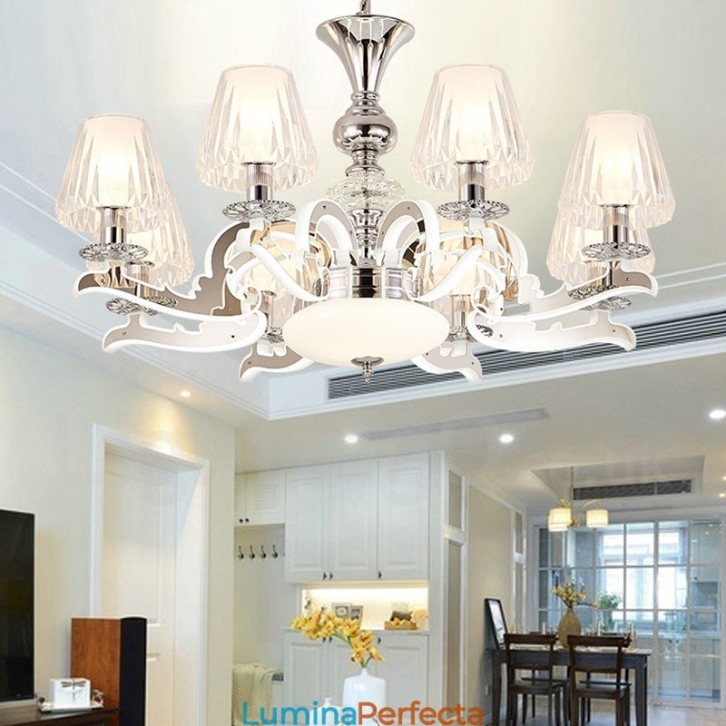 Candelabru cu pandantiv din cristal de lux retro rustic cu abajur din sticlă