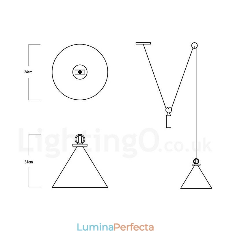 Plafoniera din alamă, în stil nordic, modern și contemporan, cu pandantiv, cupru pur