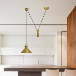 Plafoniera din alamă, în stil nordic, modern și contemporan, cu pandantiv, cupru pur