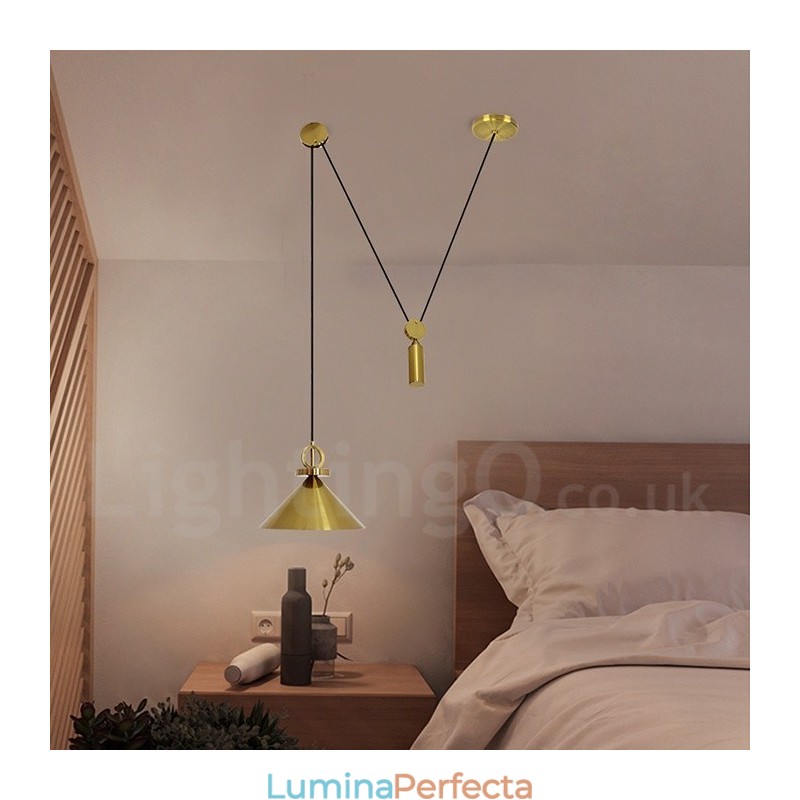 Plafoniera din alamă, în stil nordic, modern și contemporan, cu pandantiv, cupru pur