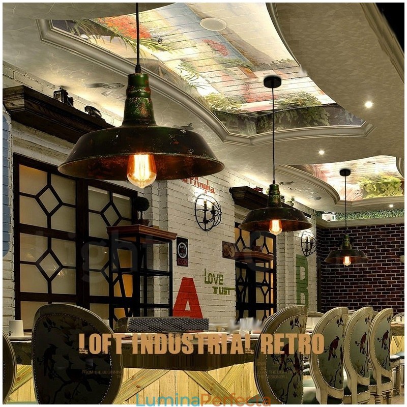 1 Lumină Rustic Lodge Retro Vintage Pendant Loft