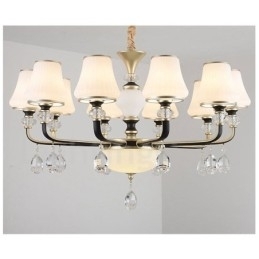 Candelabru modern, contemporan, retro, de lux, din cristal, cu abajur din sticlă