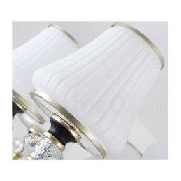 Candelabru modern, contemporan, retro, de lux, din cristal, cu abajur din sticlă