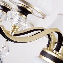 Candelabru modern, contemporan, retro, de lux, din cristal, cu abajur din sticlă