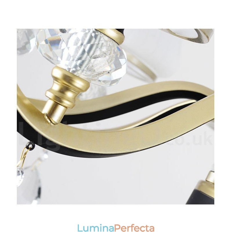 Candelabru modern, contemporan, retro, de lux, din cristal, cu abajur din sticlă