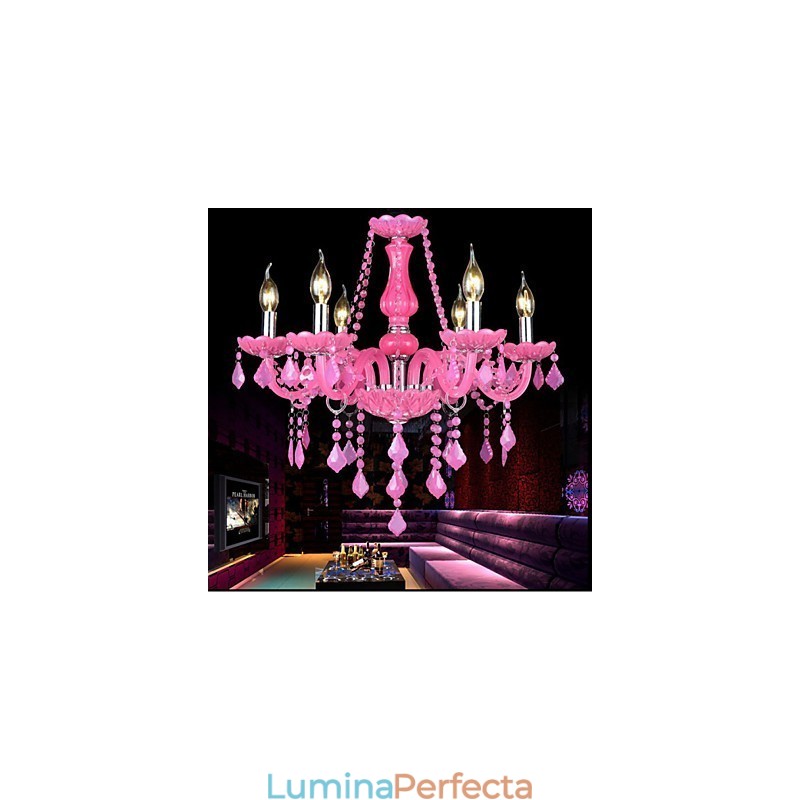 Lampa de cafea Project Light Candle Crystal Suspendare Roz