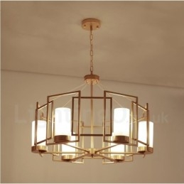 Lampă suspendată modernă și contemporană, din alamă, cu abajur din sticlă