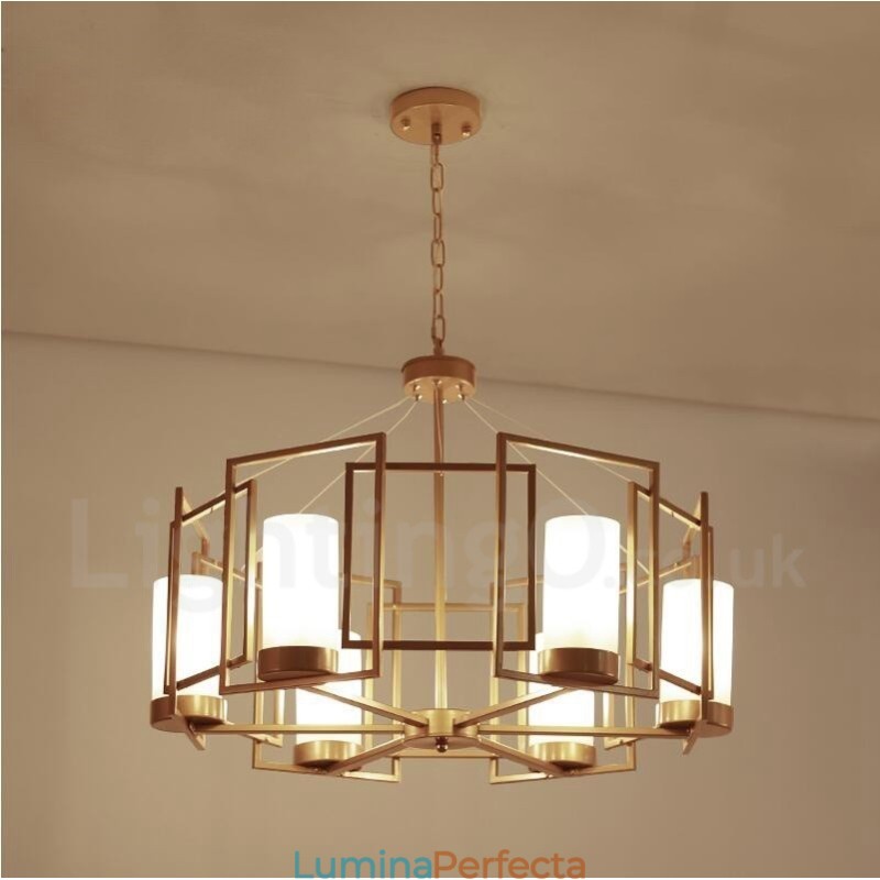 Lampă suspendată modernă și contemporană, din alamă, cu abajur din sticlă
