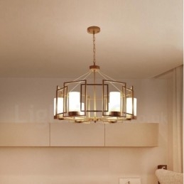 Lampă suspendată modernă și contemporană, din alamă, cu abajur din sticlă