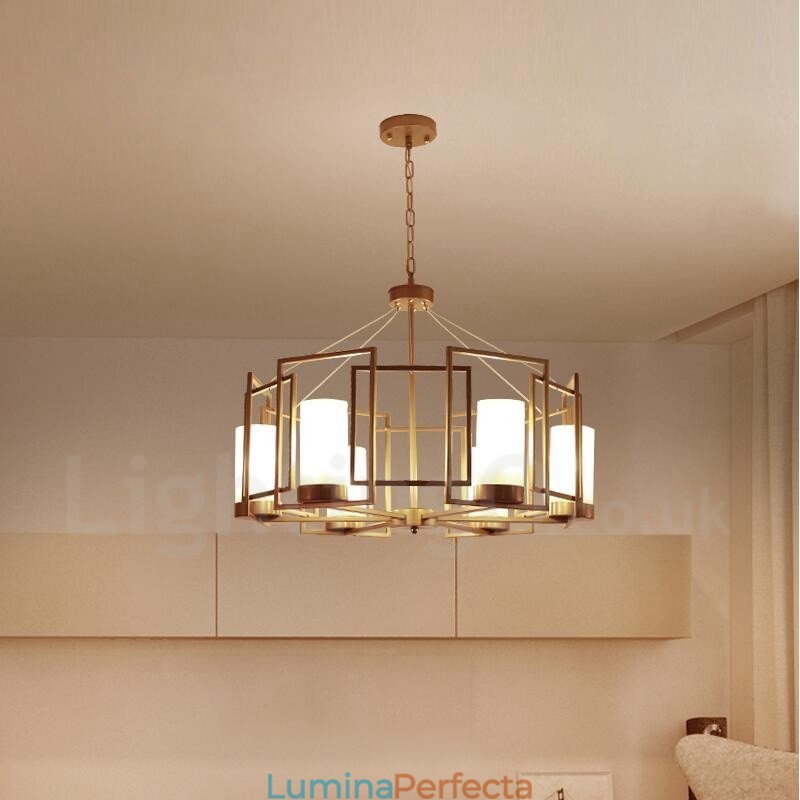 Lampă suspendată modernă și contemporană, din alamă, cu abajur din sticlă