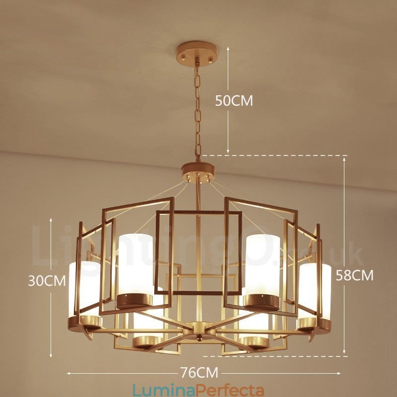 Lampă suspendată modernă și contemporană, din alamă, cu abajur din sticlă