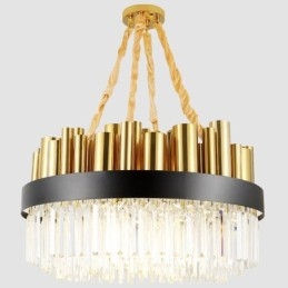 Lampă suspendată modernă din oțel, cu 16 lumini, cu abajur de cristal