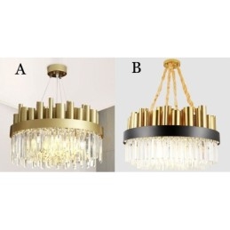 Lampă suspendată modernă din oțel, cu 16 lumini, cu abajur de cristal