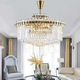 Lampă suspendată din oțel, modernă și contemporană, cu 9 lumini și abajur de cristal