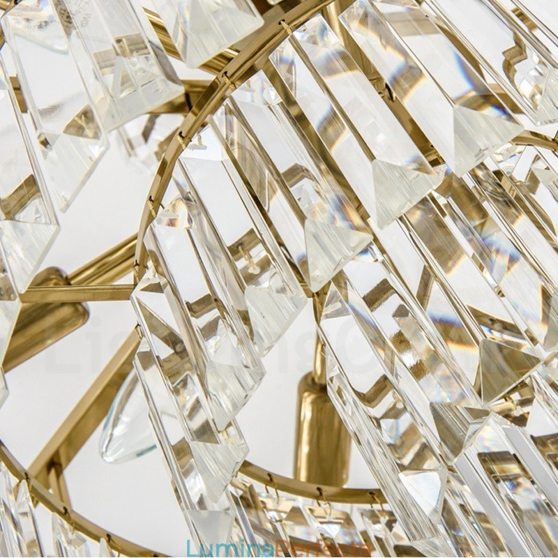 Lampă suspendată din oțel, modernă și contemporană, cu 9 lumini și abajur de cristal