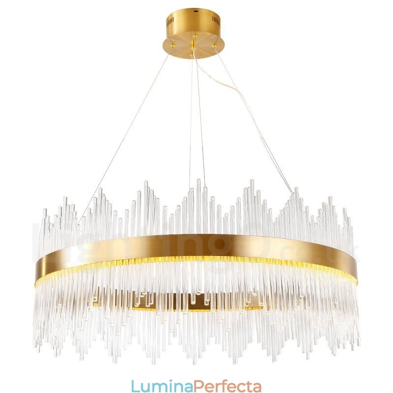 Lampă suspendată din oțel, modernă și contemporană, cu abajur din sticlă