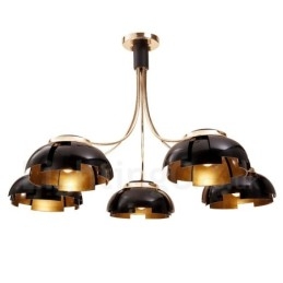 Candelabru modern contemporan din oțel cu 5 lumini și abajur din acril