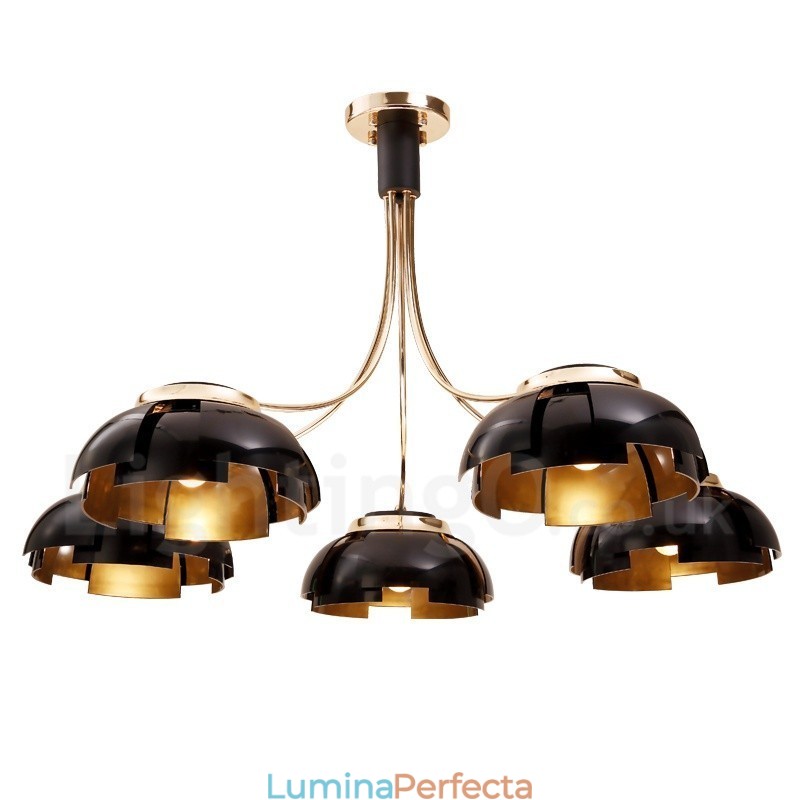 Candelabru modern contemporan din oțel cu 5 lumini și abajur din acril
