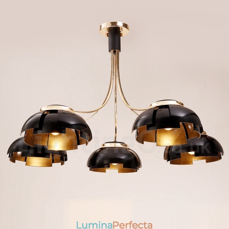 Candelabru modern contemporan din oțel cu 5 lumini și abajur din acril
