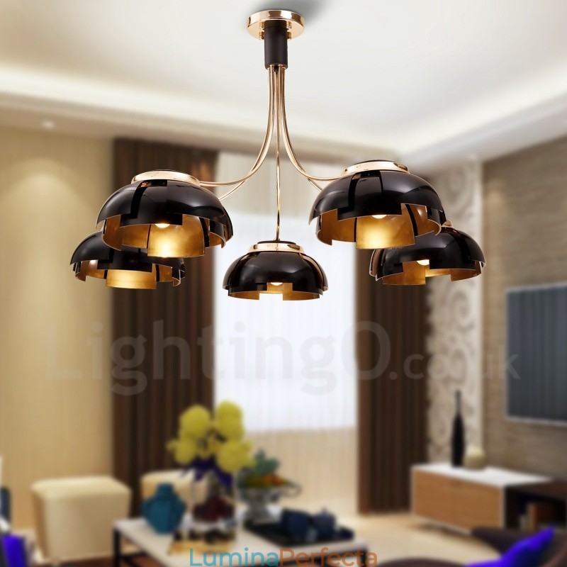 Candelabru modern contemporan din oțel cu 5 lumini și abajur din acril
