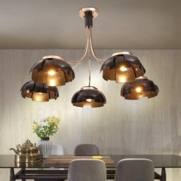 Candelabru modern contemporan din oțel cu 5 lumini și abajur din acril