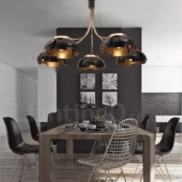 Candelabru modern contemporan din oțel cu 5 lumini și abajur din acril